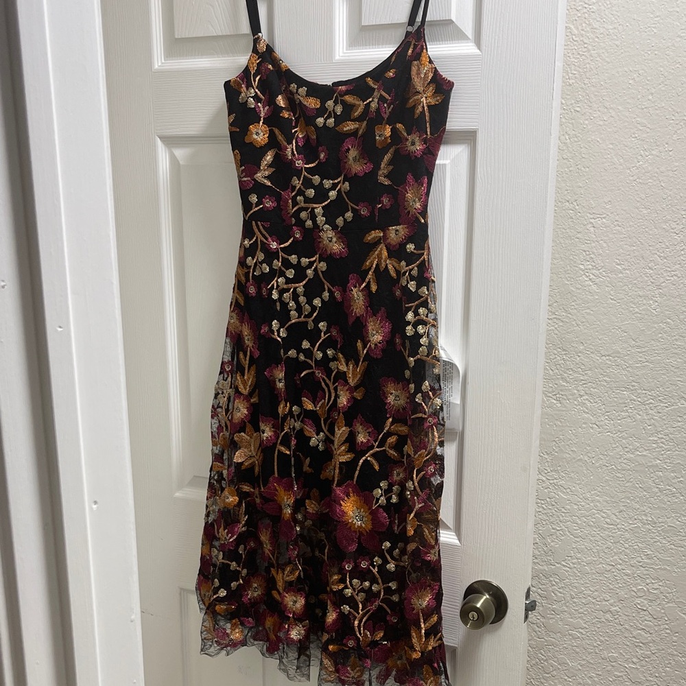 Dress the Population Black Floral High Low Dress